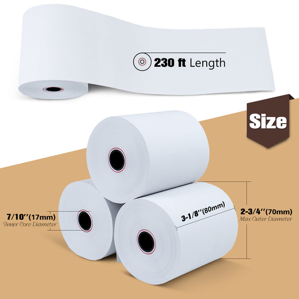 Thermal King, 3-1/8" x 230' Thermal Credit Card Paper Receipt Paper (50 Rolls)